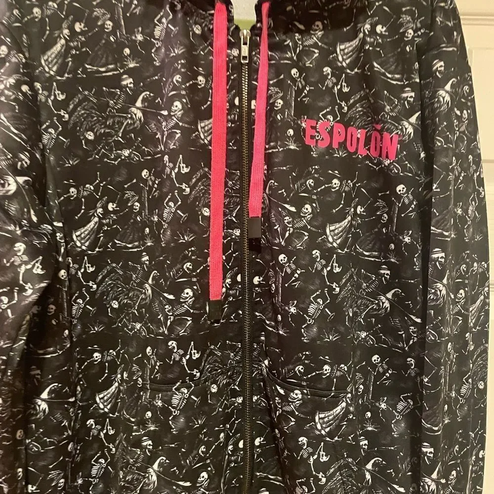 Espolon Dancing Skeletons Zip Up Jacket Mens XL